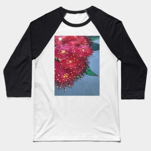 Red Gum Flowers Embroidered by Leah Gay Baseball T-Shirt